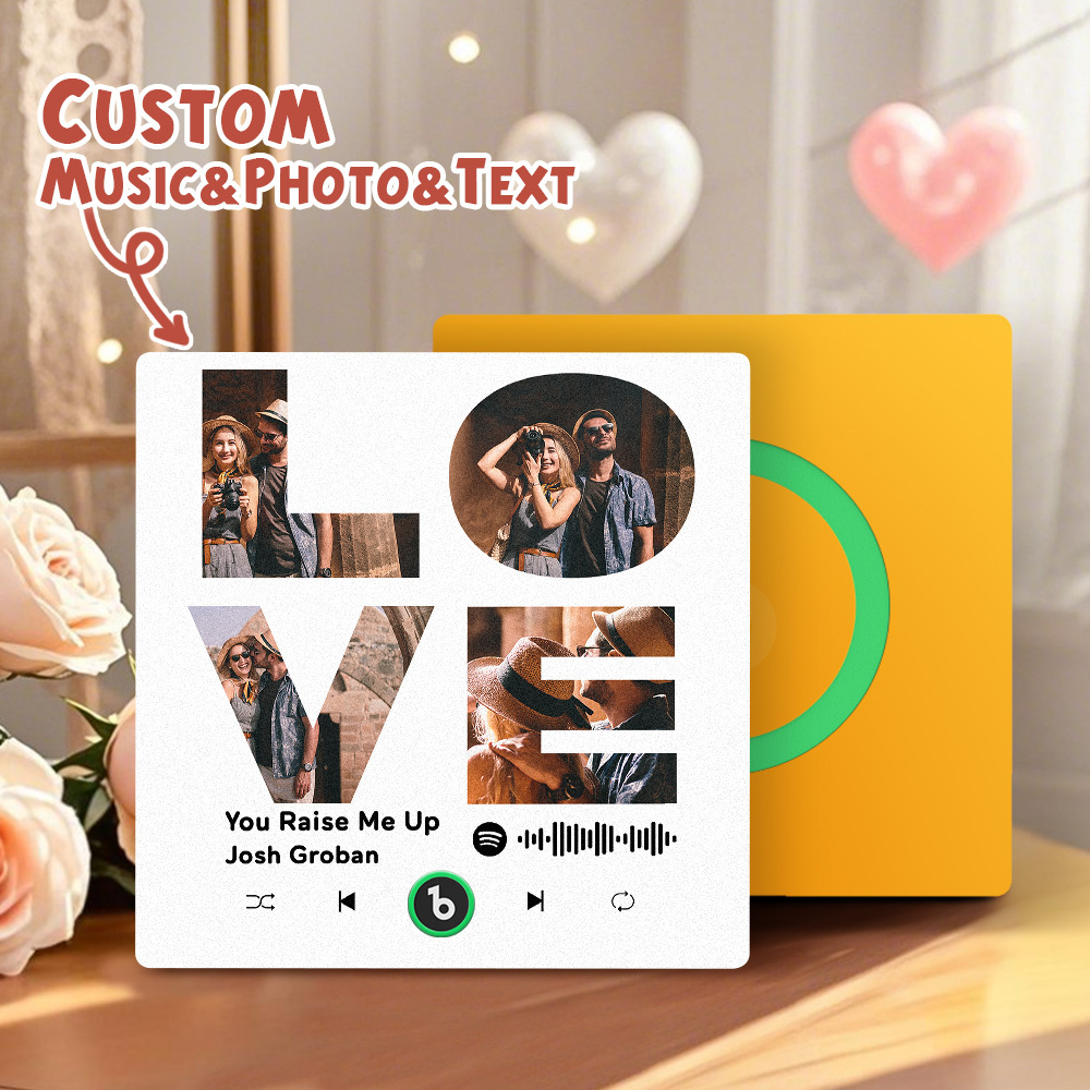 Custom Music Fridge Magnets Valentine's Day Gifts Custom Music Fridge Magnet Colorful Frame Album Fridge Magnet Can Play Songs Gift for Couple