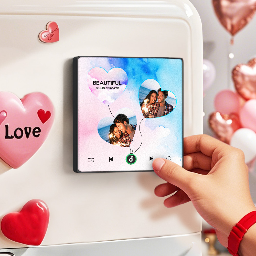 Custom Music Fridge Magnets Valentine's Day Gifts Custom Music Fridge Magnet Colorful Frame Album Fridge Magnet Can Play Songs Gift for Couple