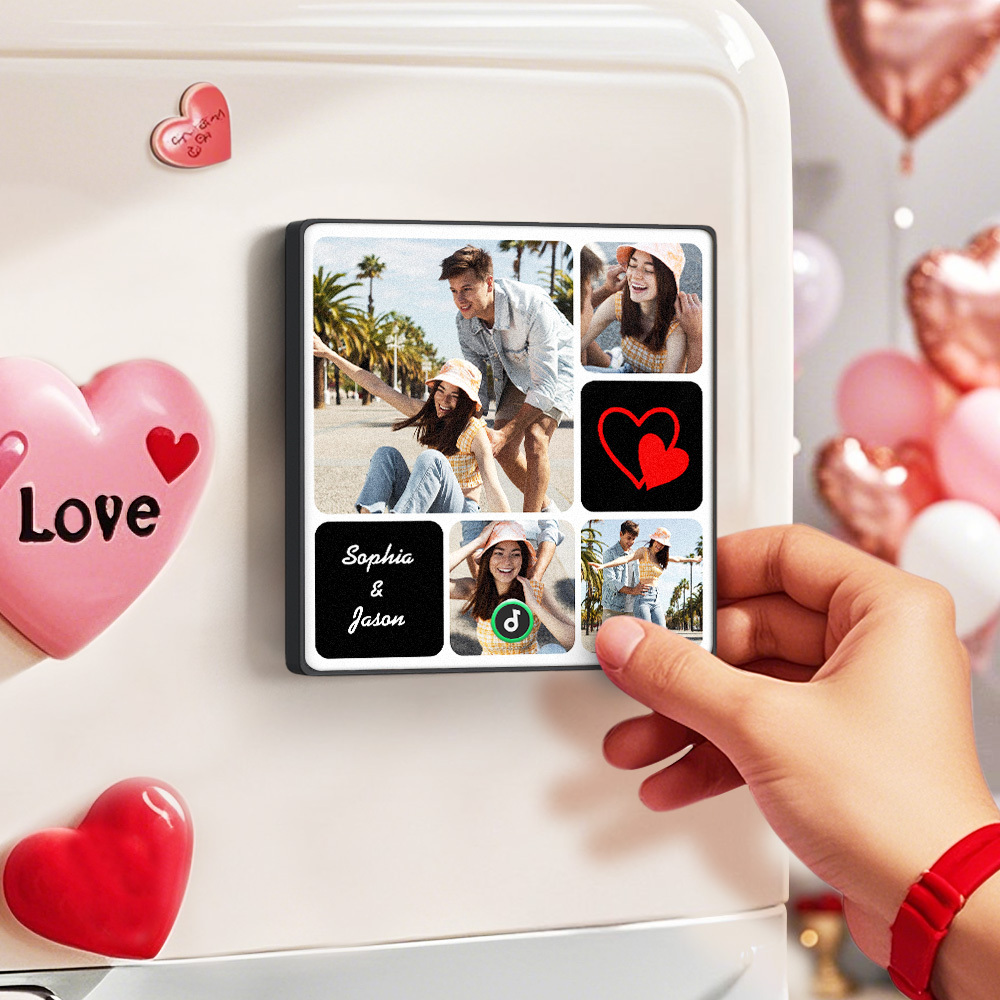 Custom Music Fridge Magnets Valentine's Day Gifts Custom Music Fridge Magnet Colorful Frame Album Fridge Magnet Can Play Songs Gift for Couple