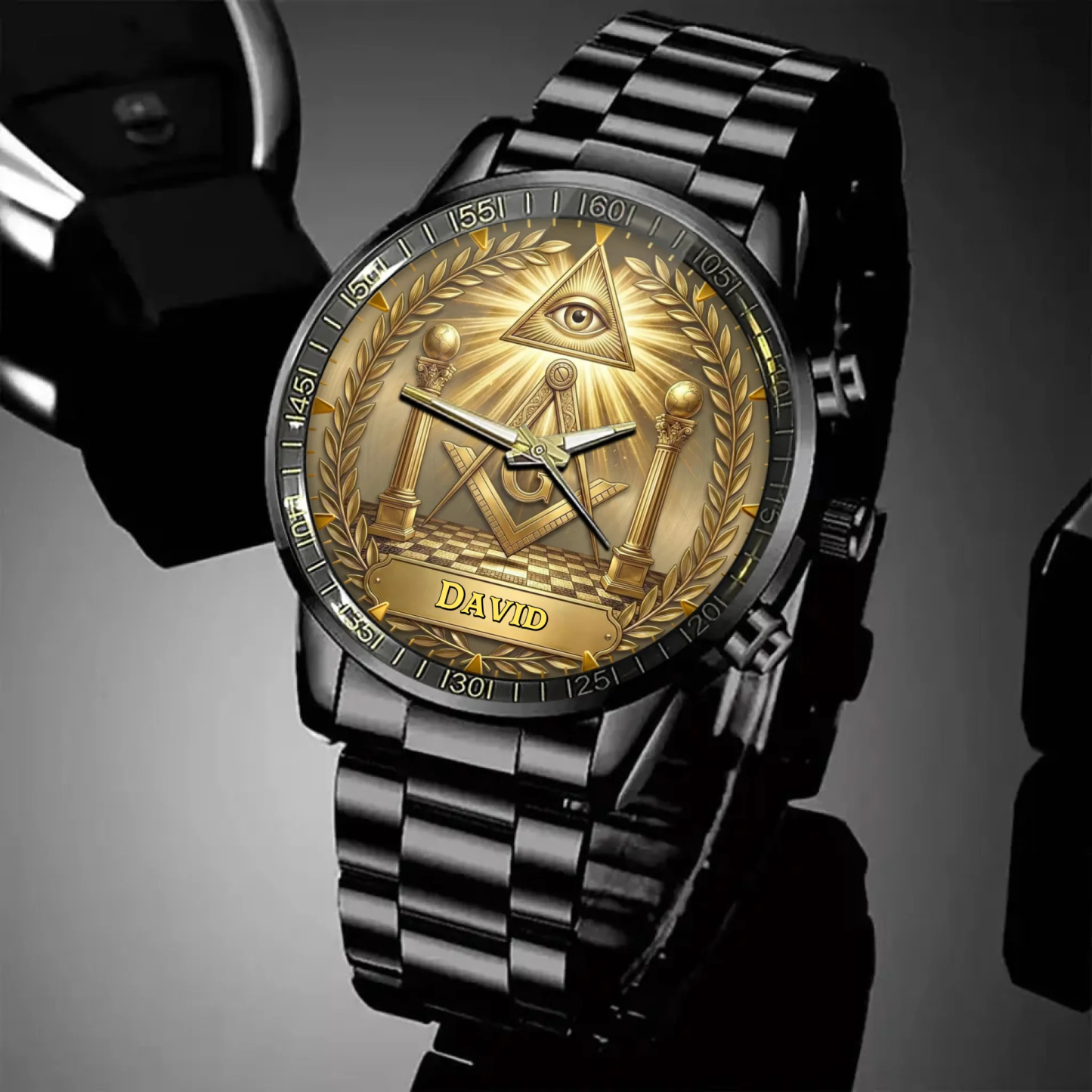 Custom Name Engraved Eagle Luxury Watch, Vintage Aztec Style Stainless Steel Timepiece, Personalized Gift for Men, Father’s Day Gift