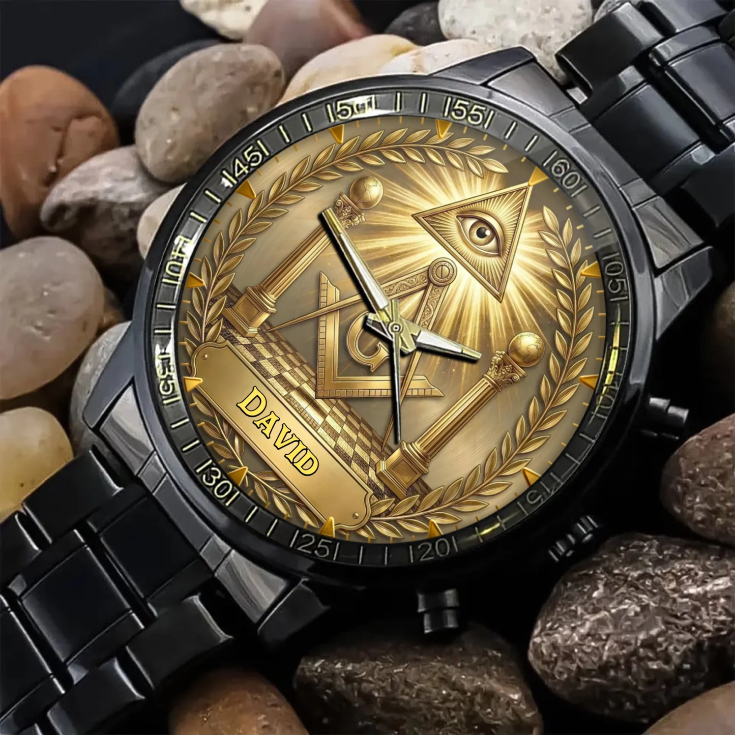 Custom Name Engraved Eagle Luxury Watch, Vintage Aztec Style Stainless Steel Timepiece, Personalized Gift for Men, Father’s Day Gift