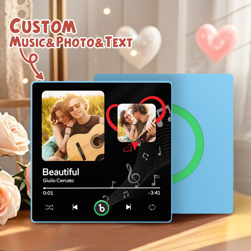 Custom Music Fridge Magnets Valentine's Day Gifts Custom Music Fridge Magnet Colorful Frame Album Fridge Magnet Can Play Songs Gift for Couple