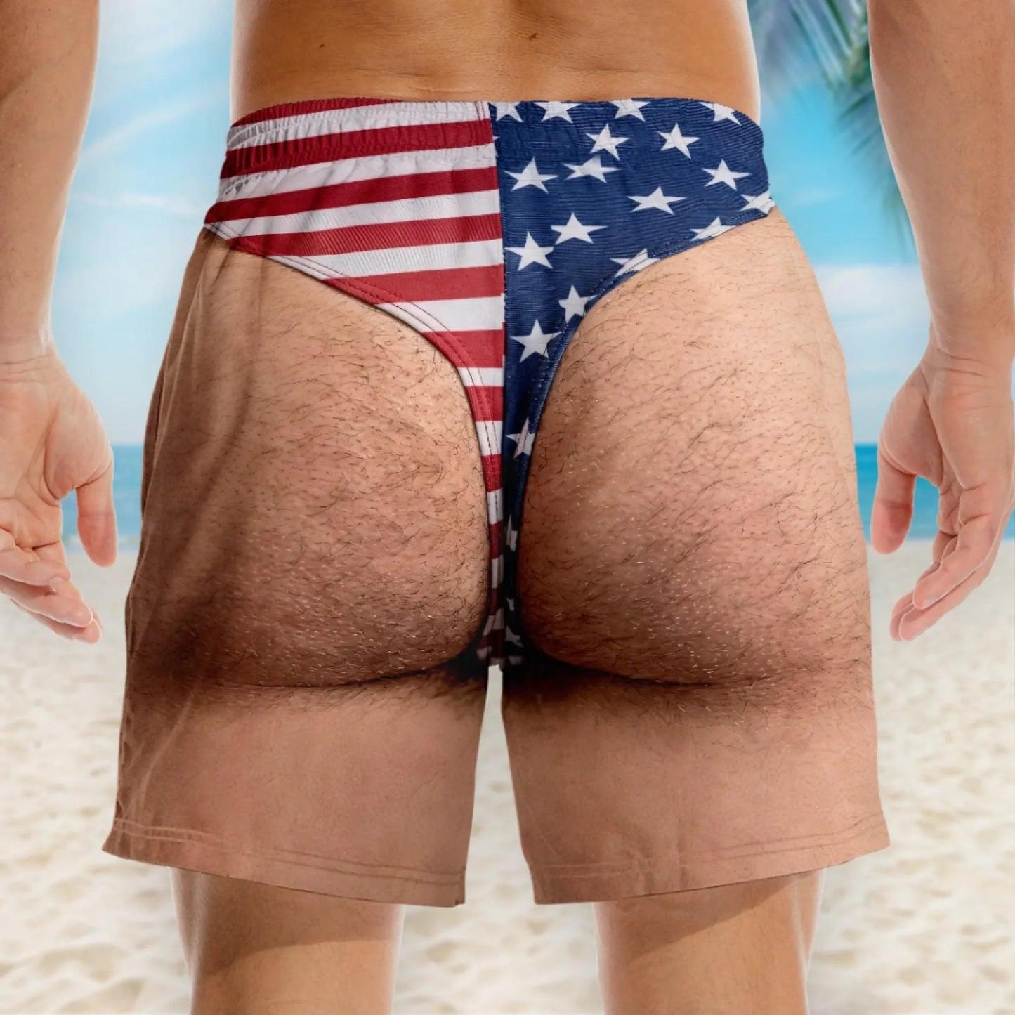 Custom Funny Patriotic Men's Swim Trunks Personalized Summer Vacation And Travel Gifts For Men - namenecklace