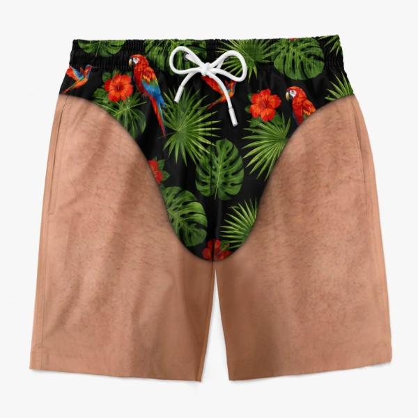 Custom Funny Men Swim Trunks - Personalized Summer Vacation And Travel Gifts For Men - Looking Good Naturally - namenecklace