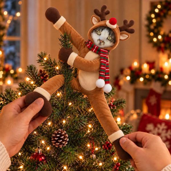 Custom Funny Pet Photo Christmas Plush Doll Gifts For Pet Lovers • My Merry Pup - Personalized Poseable Plush Doll - MySpotifyGlass