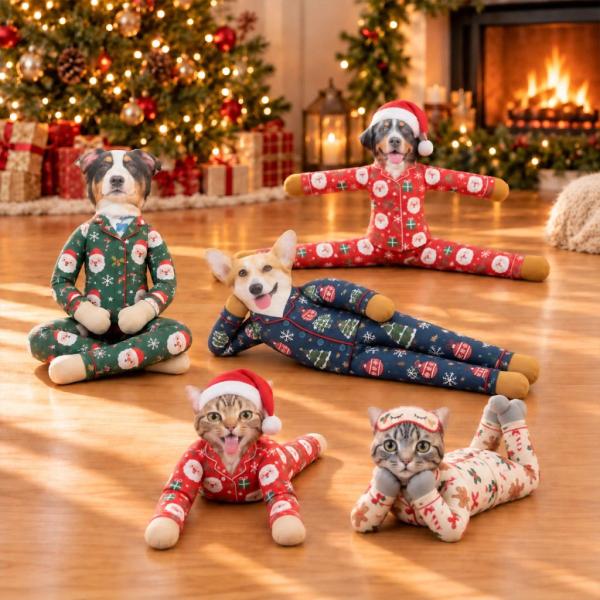 Custom Funny Pet Photo Christmas Plush Doll Gifts For Pet Lovers • My Merry Pup - Personalized Poseable Plush Doll - MySpotifyGlass