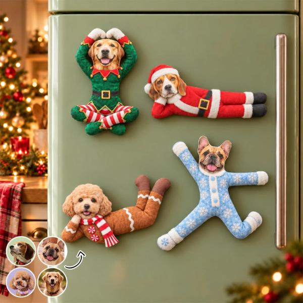 Custom Funny Pet Photo Christmas Plush Doll Gifts For Pet Lovers • My Merry Pup - Personalized Poseable Plush Doll - MySpotifyGlass