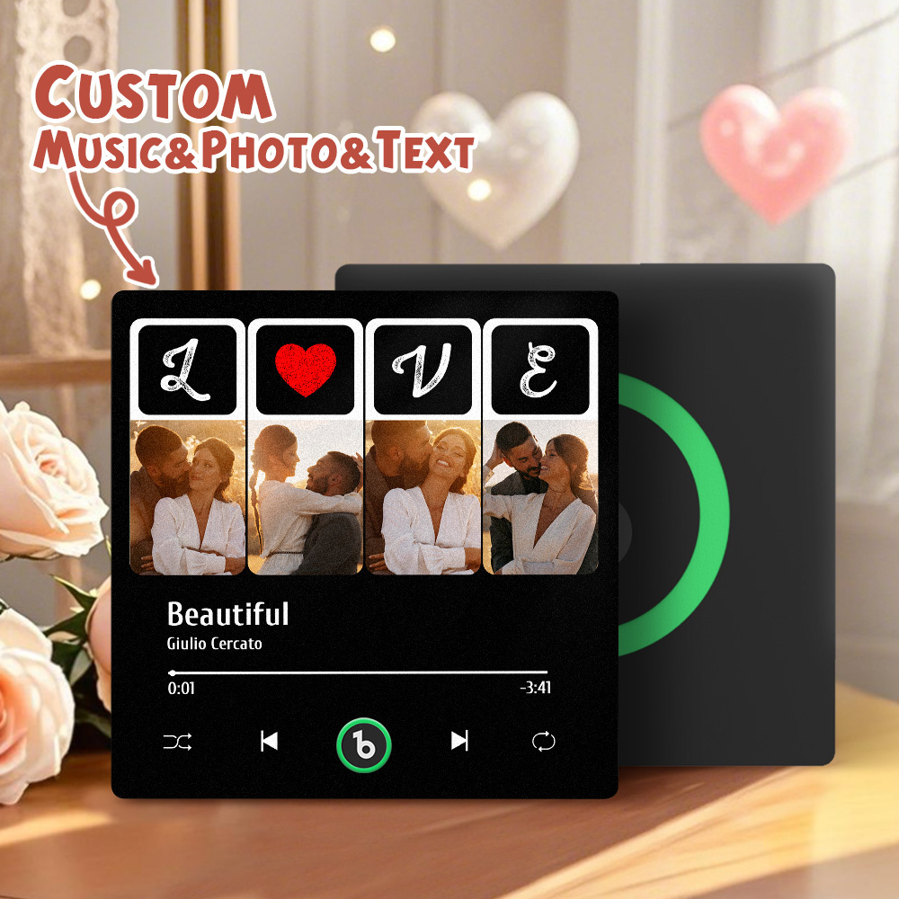 Custom Music Fridge Magnets Valentine's Day Gifts Custom Music Fridge Magnet Colorful Frame Album Fridge Magnet Can Play Songs Gift for Couple