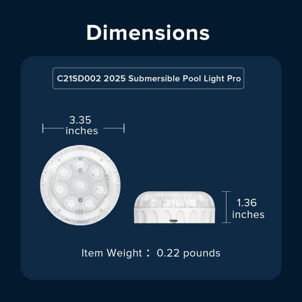 Upgraded Rechargeable RGB Pool Light with Remote Control & IP68 Waterproof, Color Changing Magnetic Pool Lights for Swimming Pool, Hot Tub, Fountain & Pond