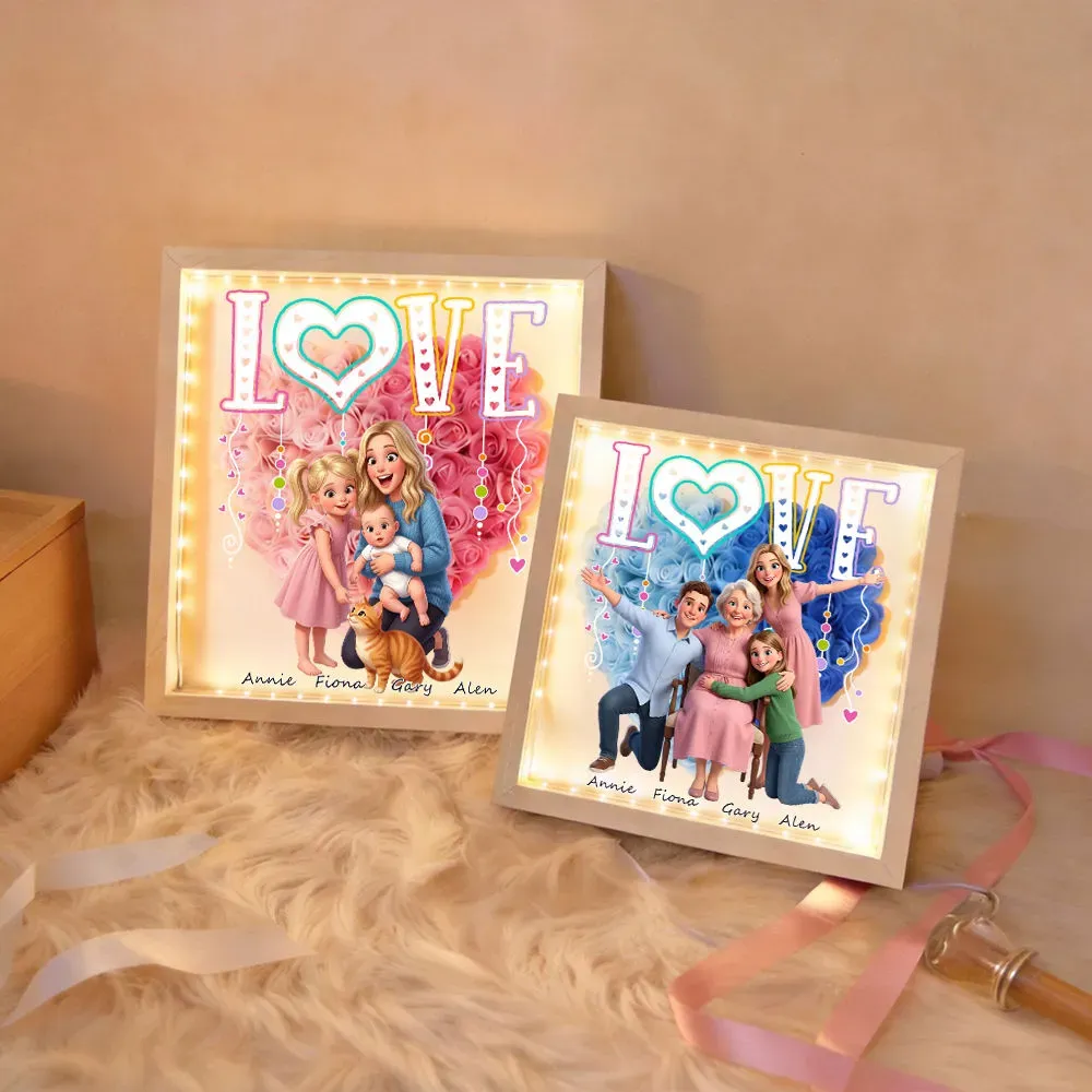 Personalized Flower Shadow Box with Light, Custom Photo & Name Gift For Mom, Gift For Mother's Day - Photowatch