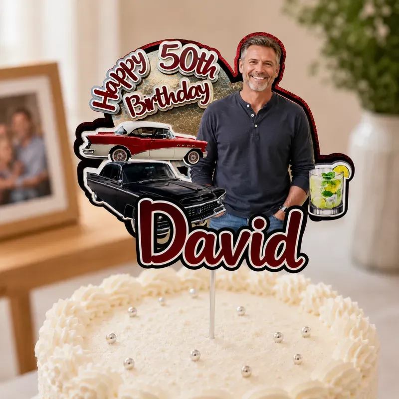 Personalized Birthday Cake Topper with Photo, Custom Face Acrylic Cake Decoration for Any Age, Funny Birthday Party Favors, Best Birthday Gift