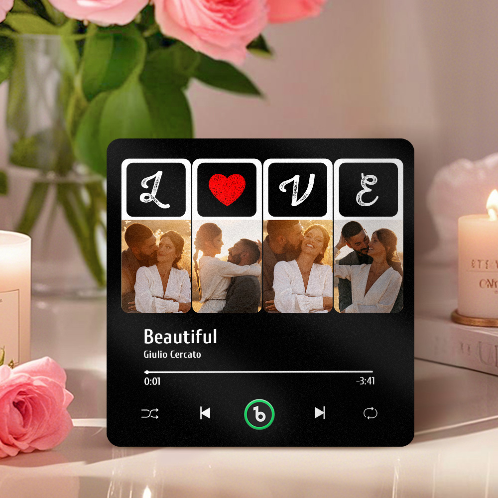 Custom Music Fridge Magnets Valentine's Day Gifts Custom Music Fridge Magnet Colorful Frame Album Fridge Magnet Can Play Songs Gift for Couple