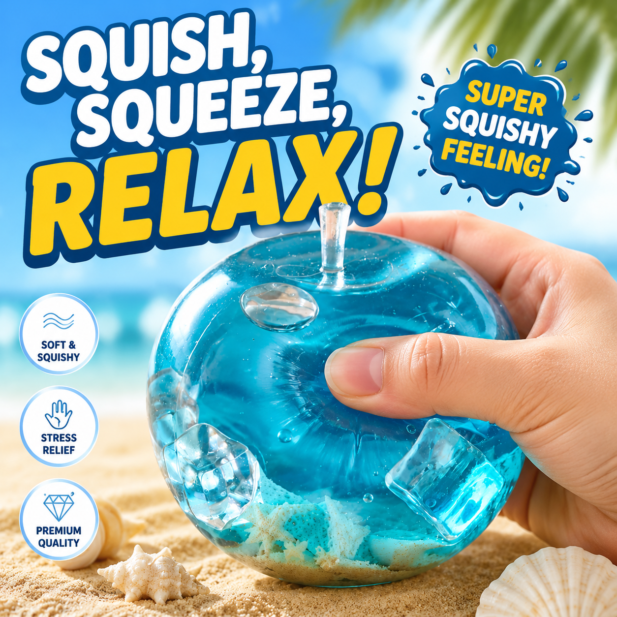 Ocean Inside An Apple Squishy Toy Crystal Clear Sea World Fidget Squeeze Toy Cute Relaxing Gift