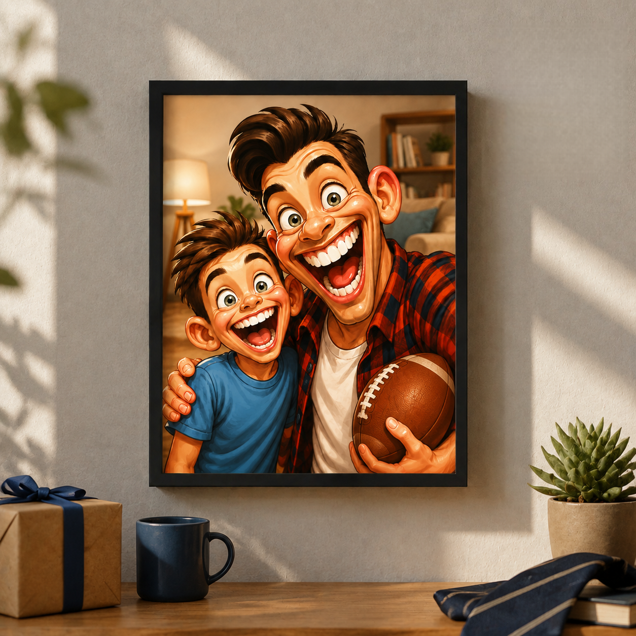 Custom Funny Caricature Portrait Frame Transform Your Photo into Hilarious Art Gift, Father's Day Gift for Dad