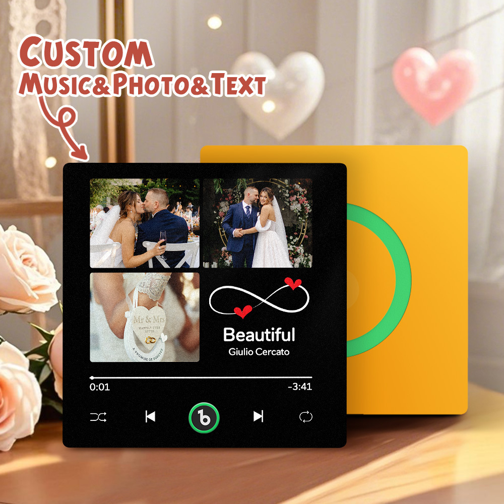 Custom Music Fridge Magnets Valentine's Day Gifts Custom Music Fridge Magnet Colorful Frame Album Fridge Magnet Can Play Songs Gift for Couple