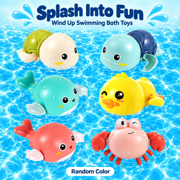 Wind Up Swimming Bath Toys Set Cute Turtle Duck Whale and Crab Water Toys