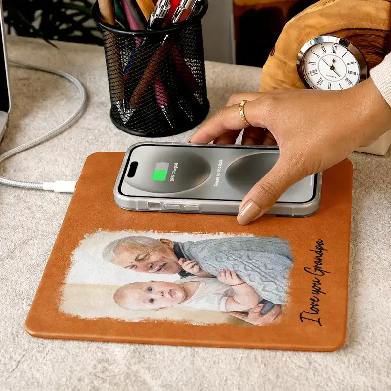 Personalized Charging Pad Dad Sketch Line Art Custom Photo Father's Day Gift For Dad