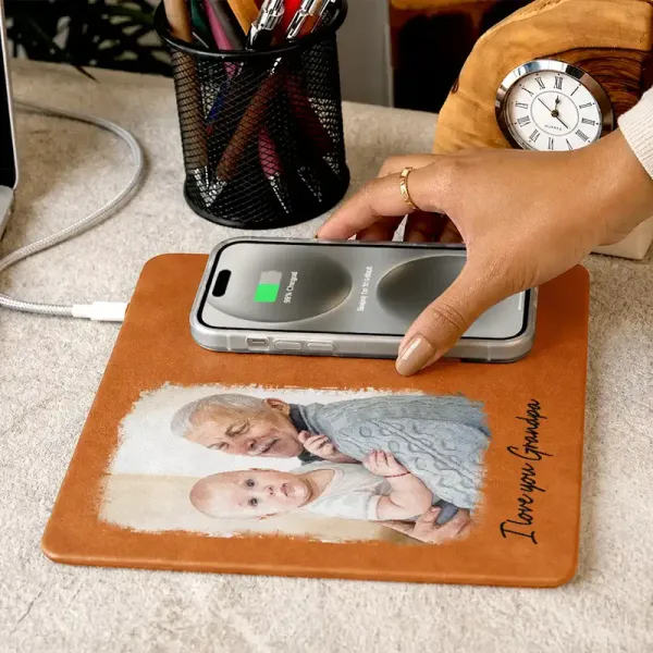 Personalized Charging Pad Dad Sketch Line Art Custom Photo Father's Day Gift For Dad