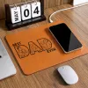 Custom Photo Bold Sketch Best Dad Ever - Personalized Leather Charging Mat