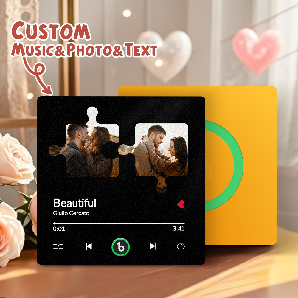 Custom Music Fridge Magnets Valentine's Day Gifts Custom Music Fridge Magnet Colorful Frame Album Fridge Magnet Can Play Songs Gift for Couple