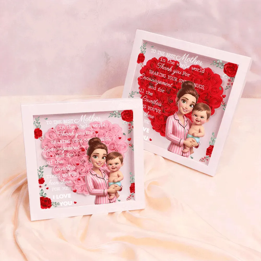 Personalized Flower Shadow Box with Light, Custom Photo & Name Gift For Mom, Gift For Mother's Day - Photowatch