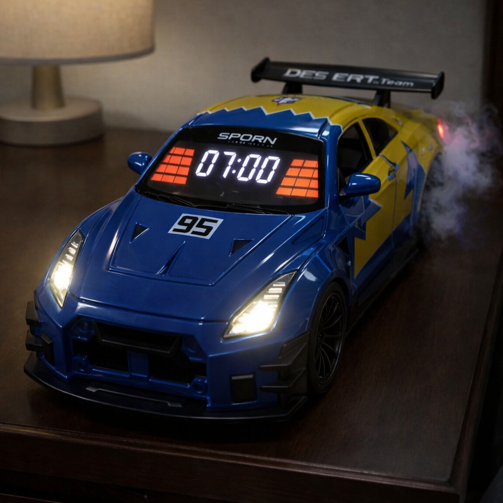Hypercar Engine Alarm Clock with Realistic Light & Sound Effects Sport Car Décor
