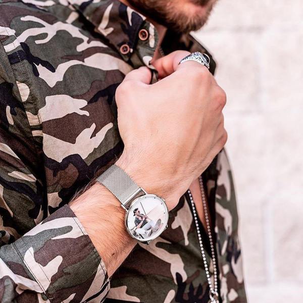 Men's Engraved Alloy Bracelet Photo Watch 40mm - photowatch