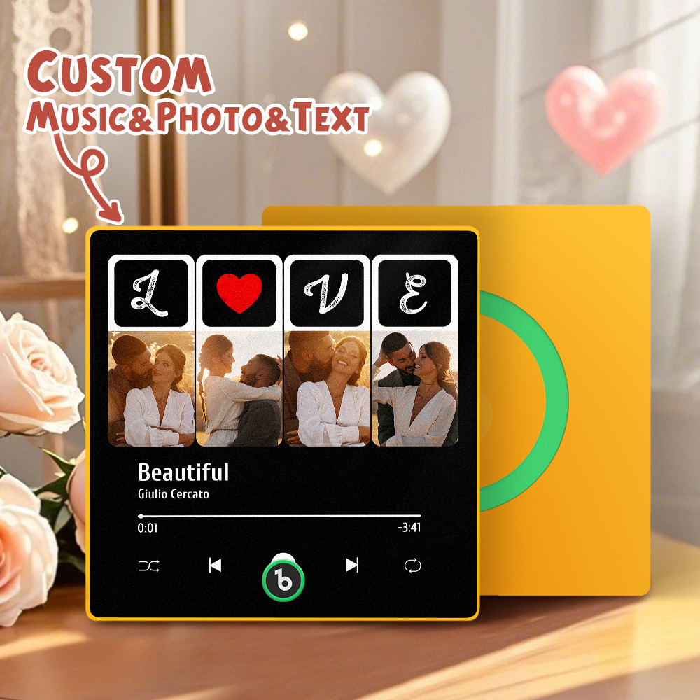 Custom Music Fridge Magnets Valentine's Day Gifts Custom Music Fridge Magnet Colorful Frame Album Fridge Magnet Can Play Songs Gift for Couple