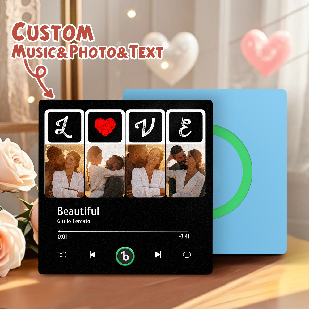 Custom Music Fridge Magnets Valentine's Day Gifts Custom Music Fridge Magnet Colorful Frame Album Fridge Magnet Can Play Songs Gift for Couple