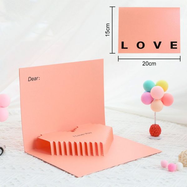 3D Creative Valentine's Day Pop Up Card Romantic Pink Heart Pop Up Greeting Card -