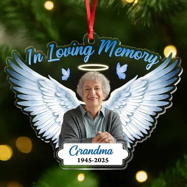 Custom Photo In Loving Memory - Personalized Memorial Acrylic Ornament - Photowatch
