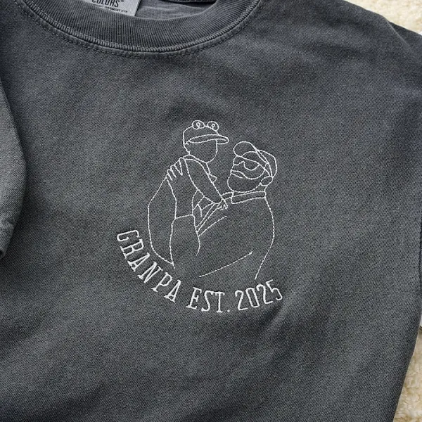Custom Dad Photo Shirt - Embroidered Dad & Kids Portrait - Personalized Father's Day Keepsake Gift - Photowatch