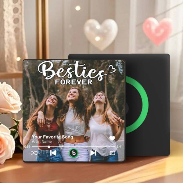 Personalized Music Fridge Magnet Custom Besties Forever Song Magnet Heartfelt Gift For Best Friends