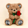 Custom Photo Teddy Bear with Rose Personalized Plush Bear with Pictures on Ears & Feet, Romantic Gift for Valentine's Day, Anniversary, Birthday