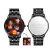 Men's Engraved Black Alloy Bracelet Photo Watch -Personalized Halloween Photo Watch Gift