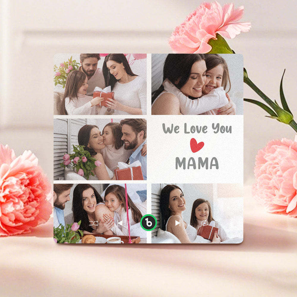Personalised Music Fridge Magnets That Plays Music with 5 Photos Mother's Day Gifts for Mum We Love You MAMA -