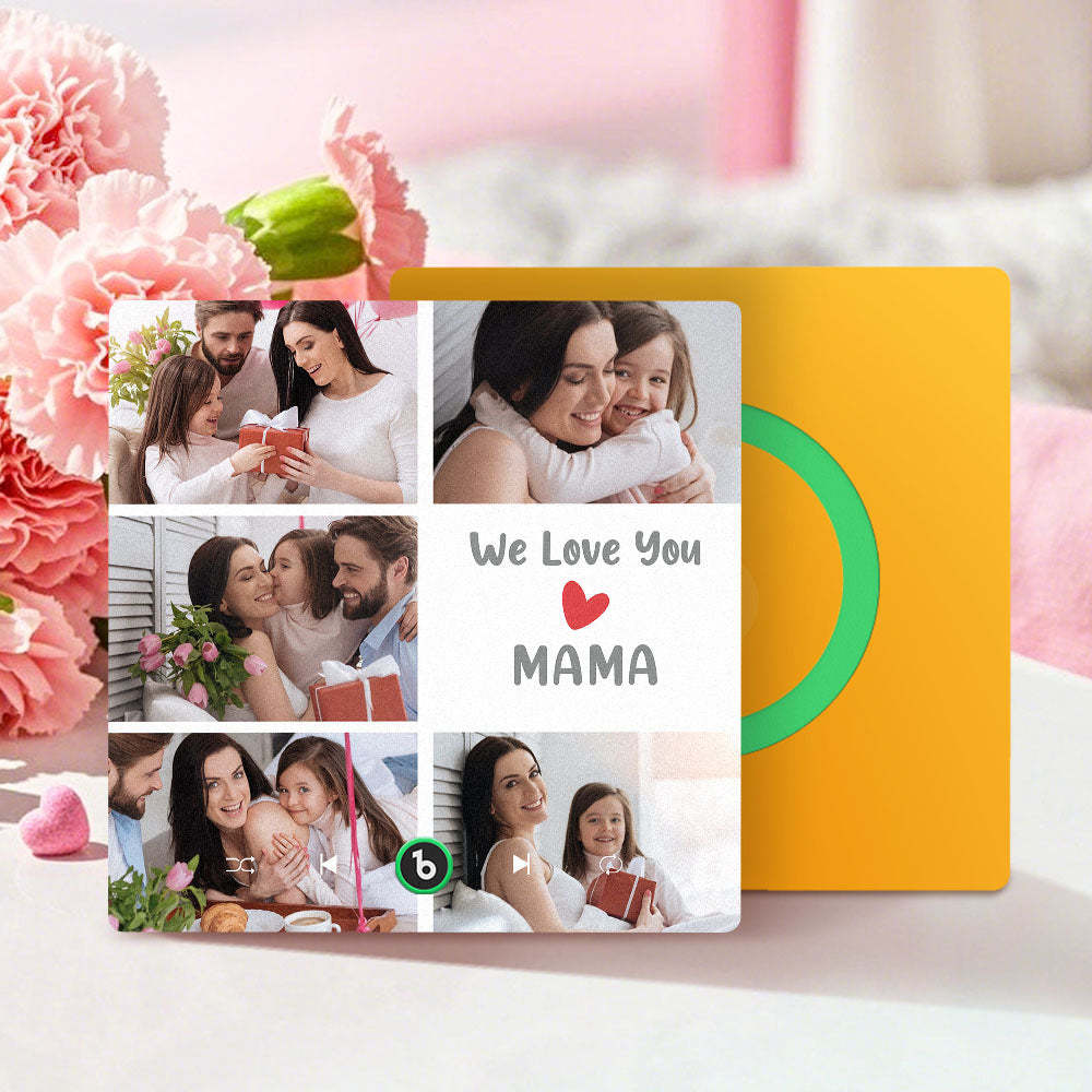 Personalised Music Fridge Magnets That Plays Music with 5 Photos Mother's Day Gifts for Mum We Love You MAMA -