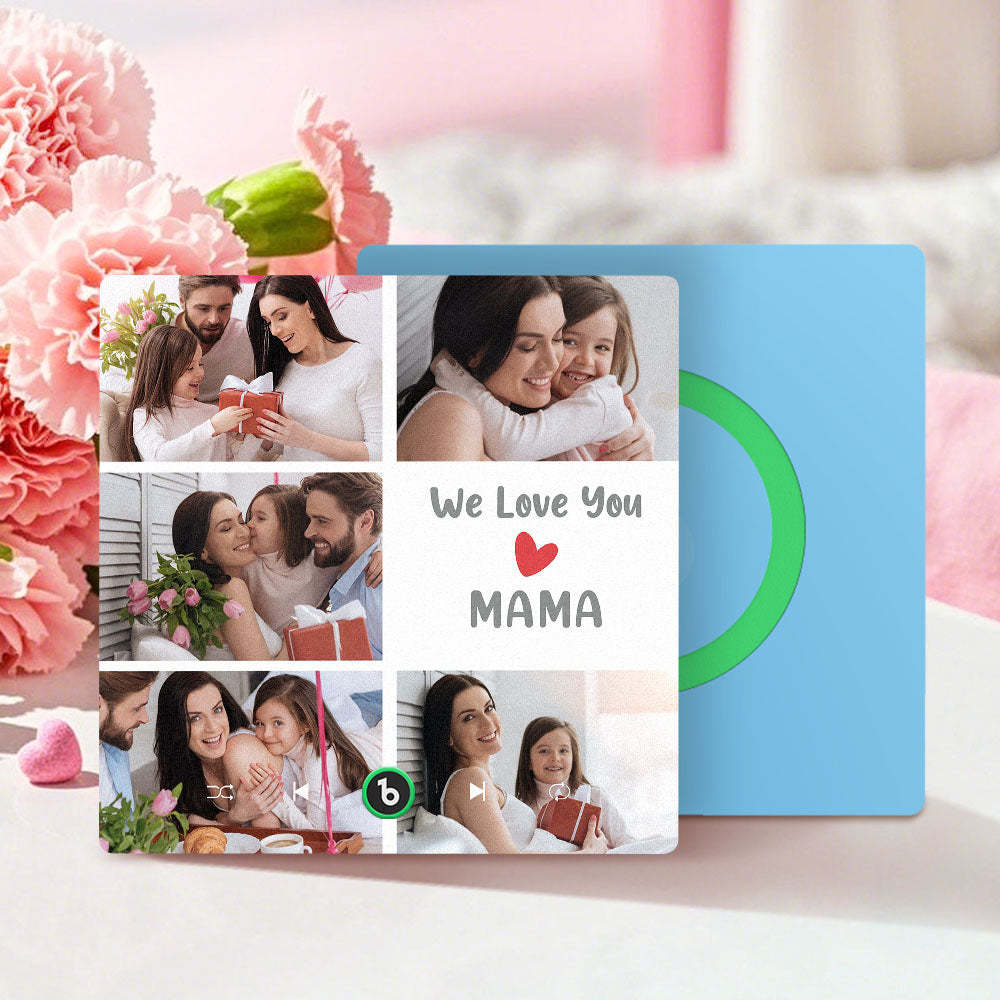 Personalised Music Fridge Magnets That Plays Music with 5 Photos Mother's Day Gifts for Mum We Love You MAMA -