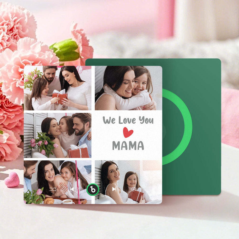 Personalised Music Fridge Magnets That Plays Music with 5 Photos Mother's Day Gifts for Mum We Love You MAMA -