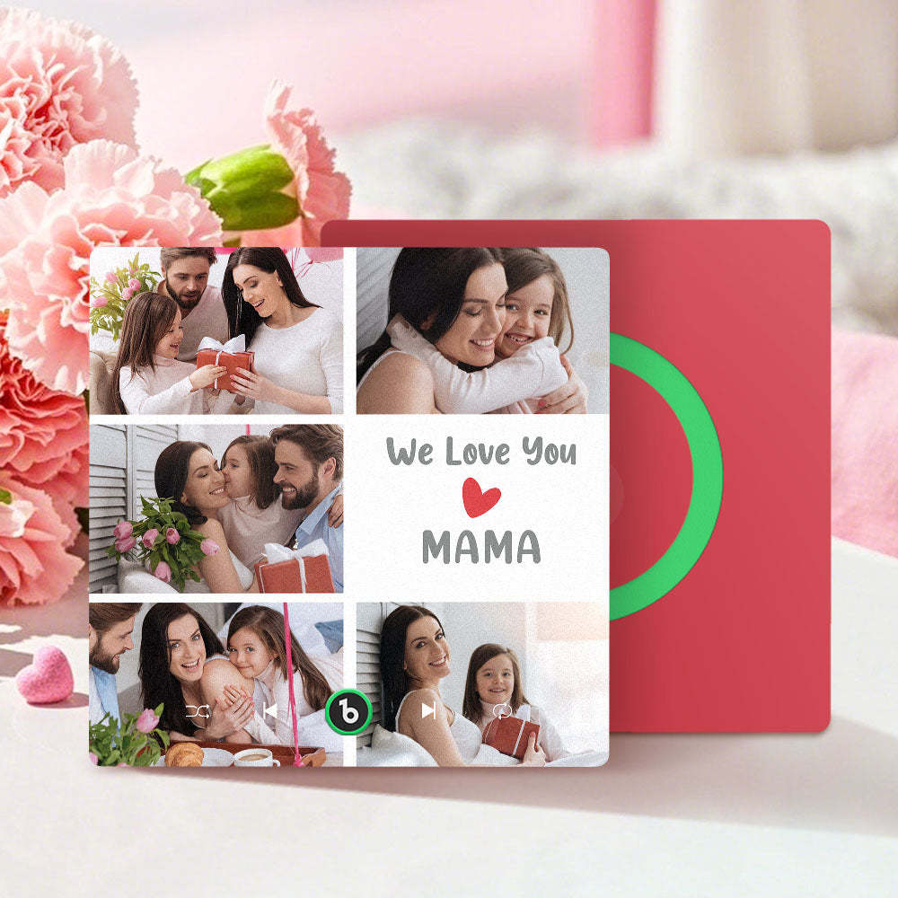 Personalised Music Fridge Magnets That Plays Music with 5 Photos Mother's Day Gifts for Mum We Love You MAMA -
