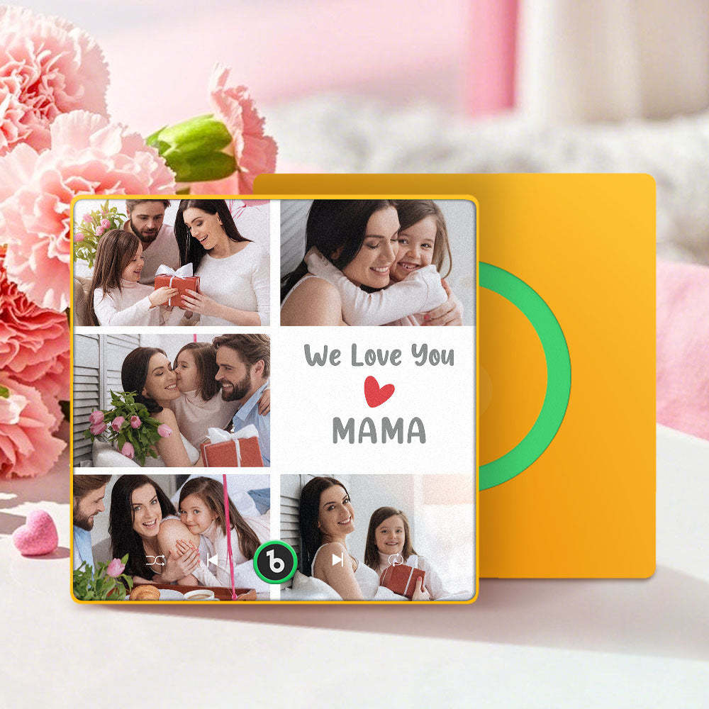 Personalised Music Fridge Magnets That Plays Music with 5 Photos Mother's Day Gifts for Mum We Love You MAMA -