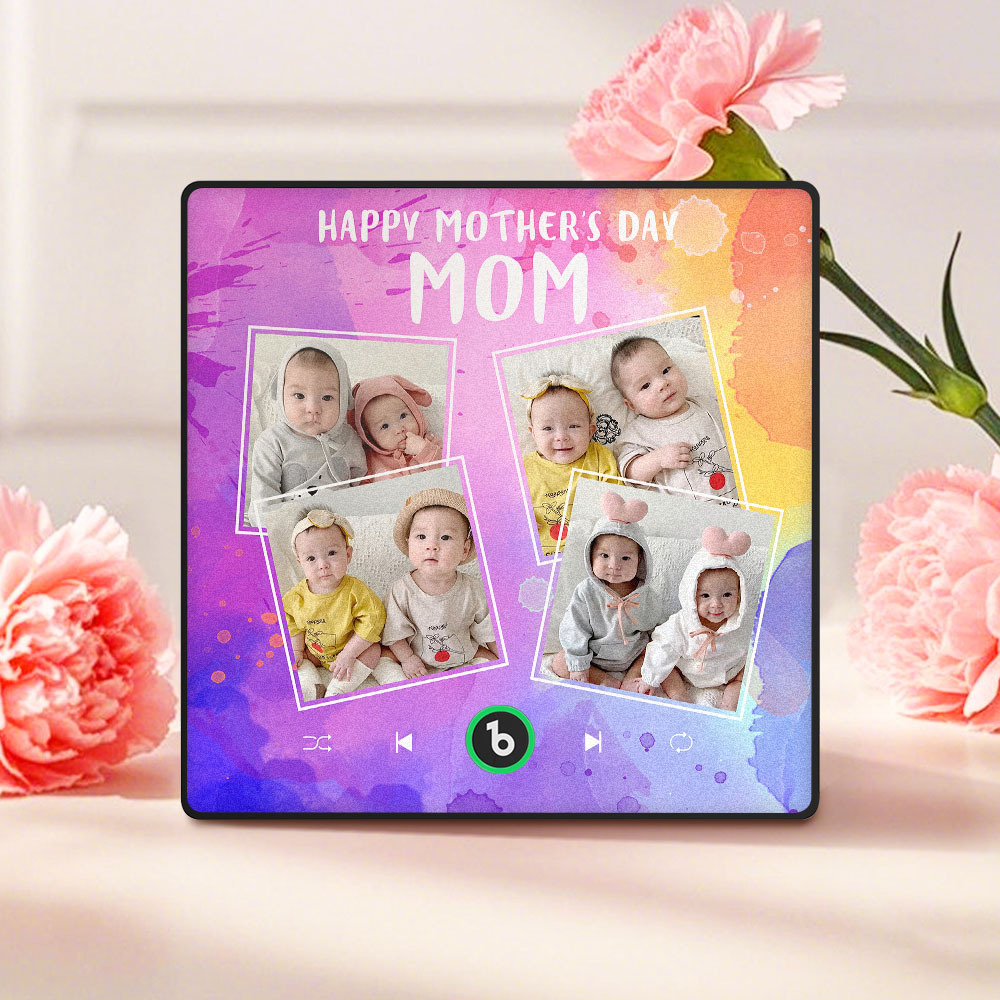 Custom Music Fridge Magnets That Plays Music with 4 Photos Mother's Day Gifts for Mum -
