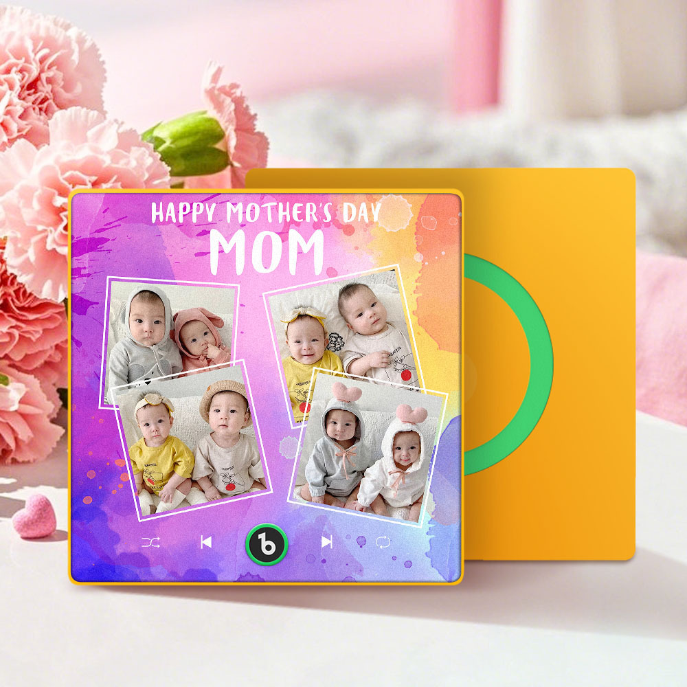 Custom Music Fridge Magnets That Plays Music with 4 Photos Mother's Day Gifts for Mum -
