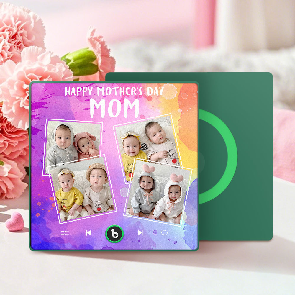 Custom Music Fridge Magnets That Plays Music with 4 Photos Mother's Day Gifts for Mum -