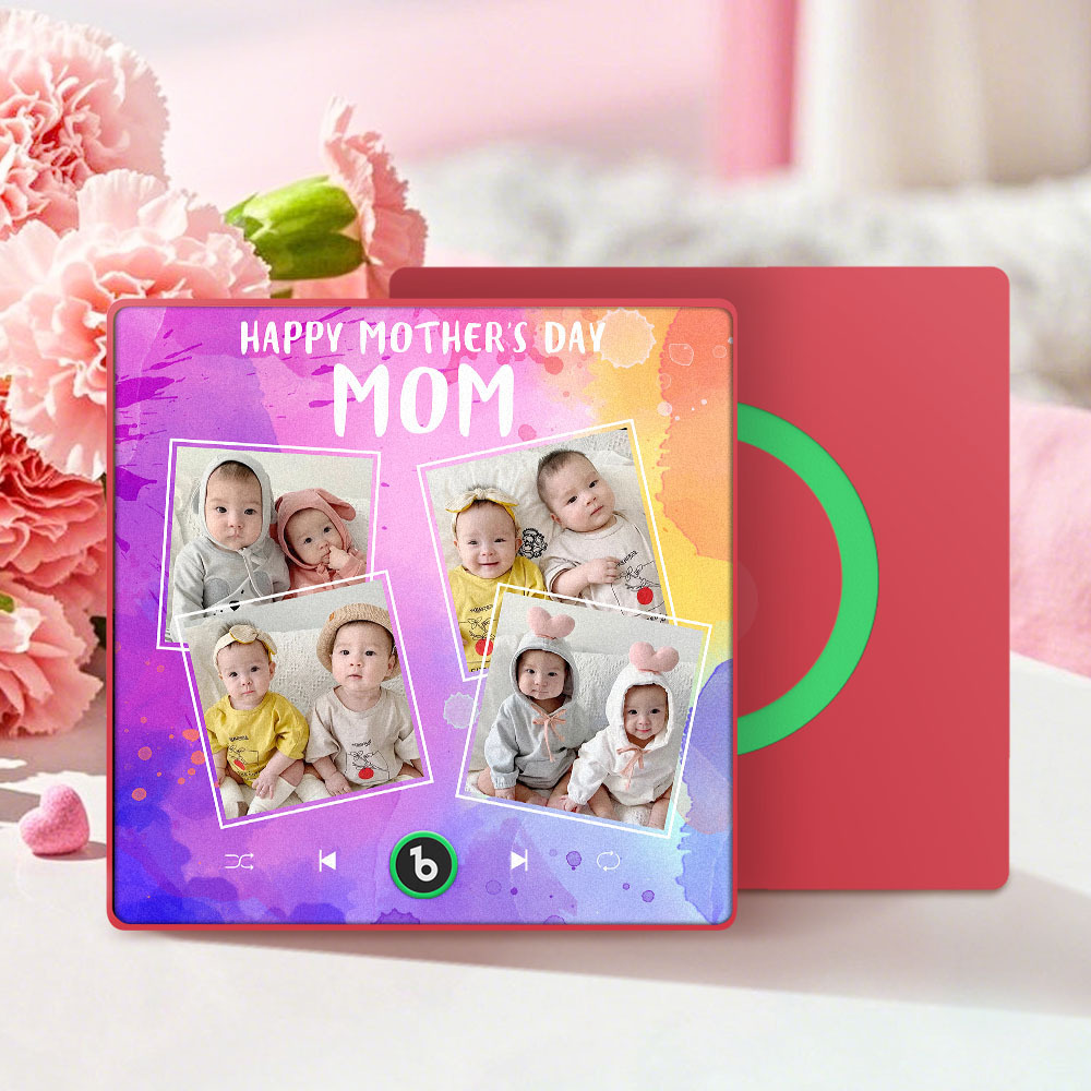 Custom Music Fridge Magnets That Plays Music with 4 Photos Mother's Day Gifts for Mum -