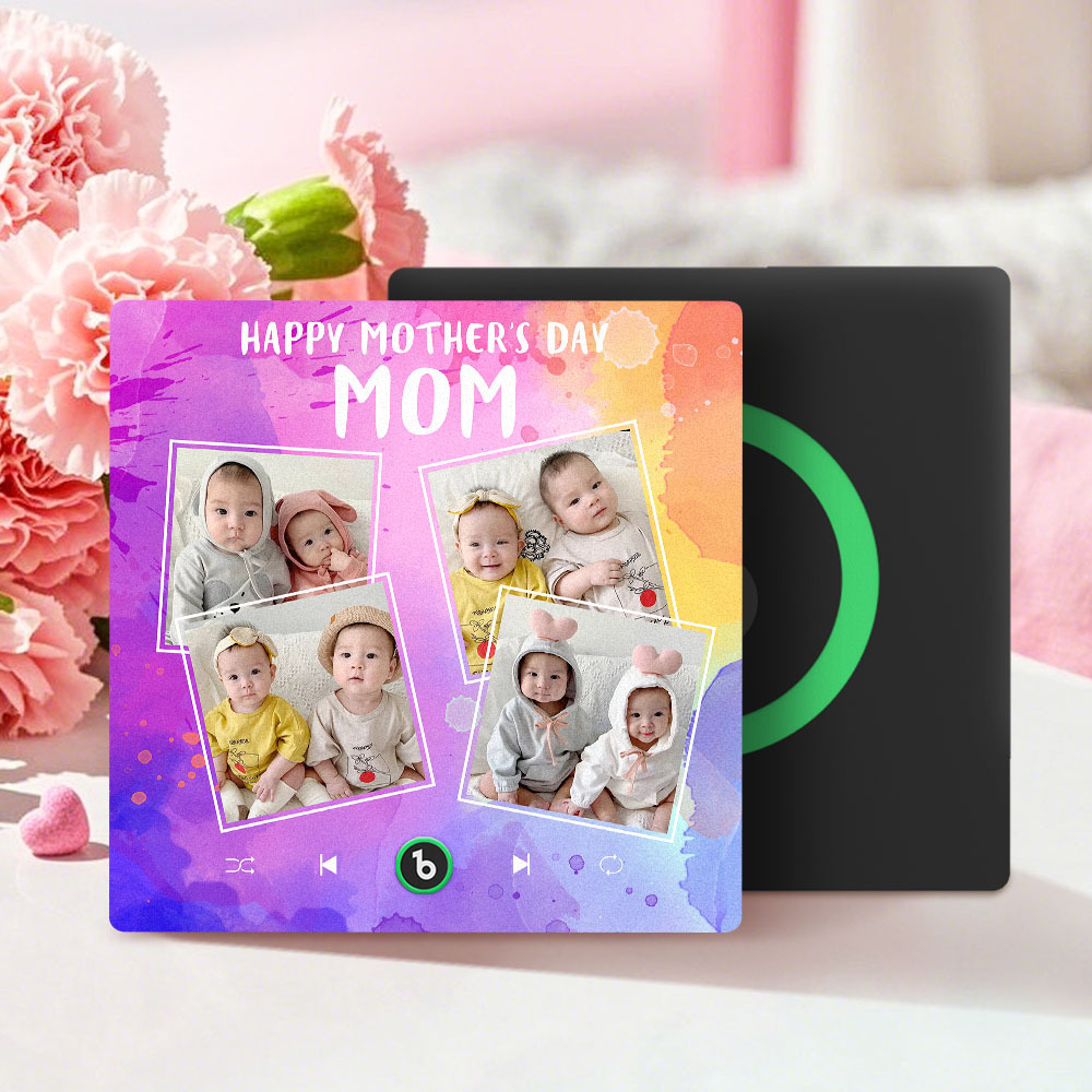 Custom Music Fridge Magnets That Plays Music with 4 Photos Mother's Day Gifts for Mum -