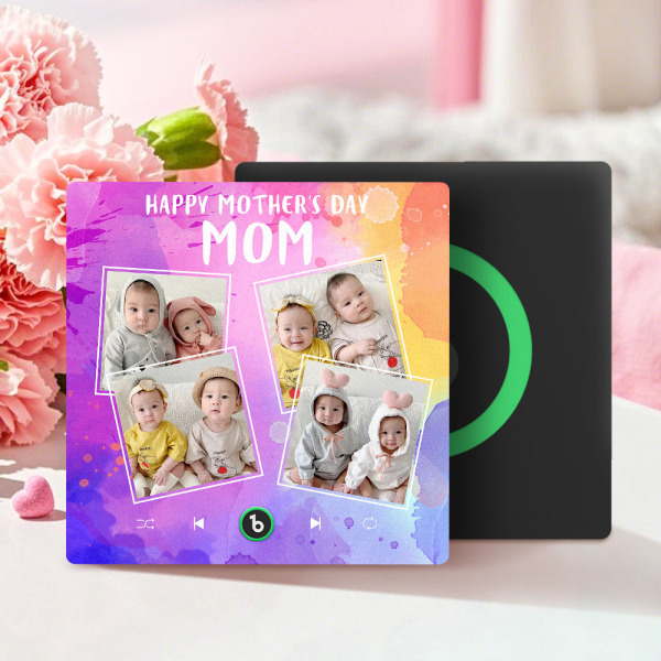 Custom Music Fridge Magnets That Plays Music with 4 Photos Mother's Day Gifts for Mum -