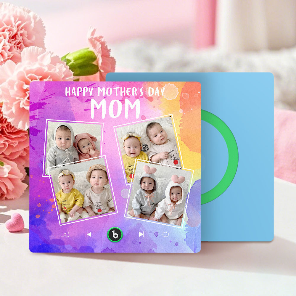 Custom Music Fridge Magnets That Plays Music with 4 Photos Mother's Day Gifts for Mum -