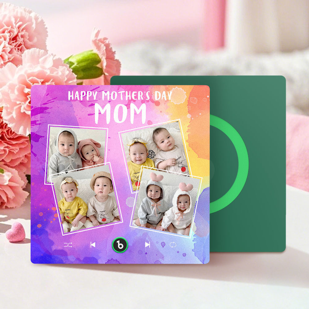 Custom Music Fridge Magnets That Plays Music with 4 Photos Mother's Day Gifts for Mum -