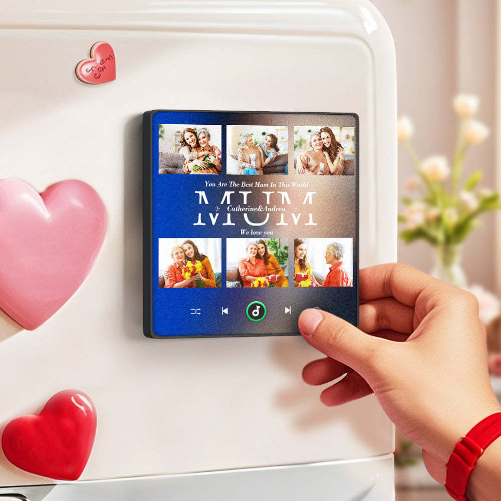 Personalised Fridge Magnets That Plays Music with 6 Photos Mother's Day Gifts for Mum -